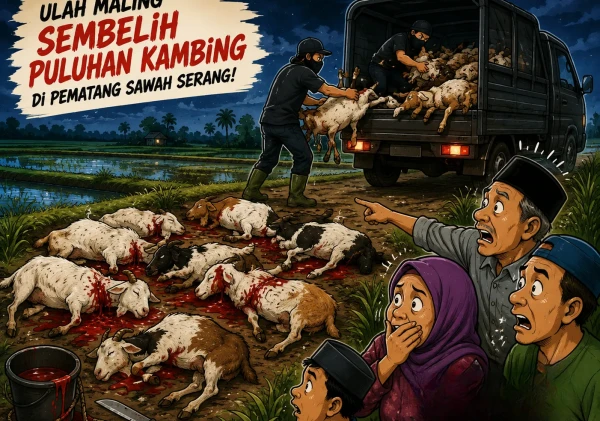 Geger! Puluhan Kambing Disembelih Maling di Tengah Sawah Serang
