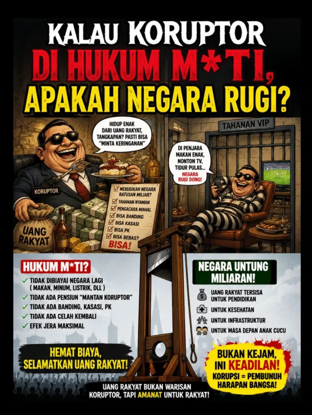 Usulan Koruptor Dihukum Mati, Efek Jera atau Uang Negara Harus Kembali?