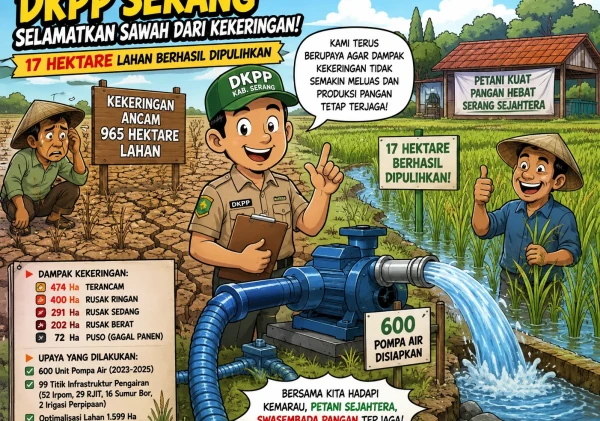 Ratusan Hektare Sawah Terancam Kekeringan, DKPP Serang Kerahkan Ratusan Pompa