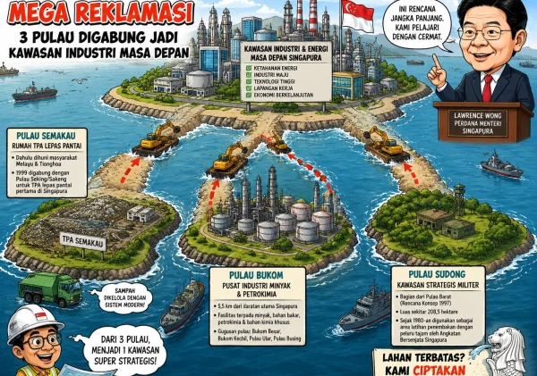 Mega Proyek Singapura: 3 Pulau Bakal Disatukan, Disiapkan Jadi Pusat Industri Masa Depan