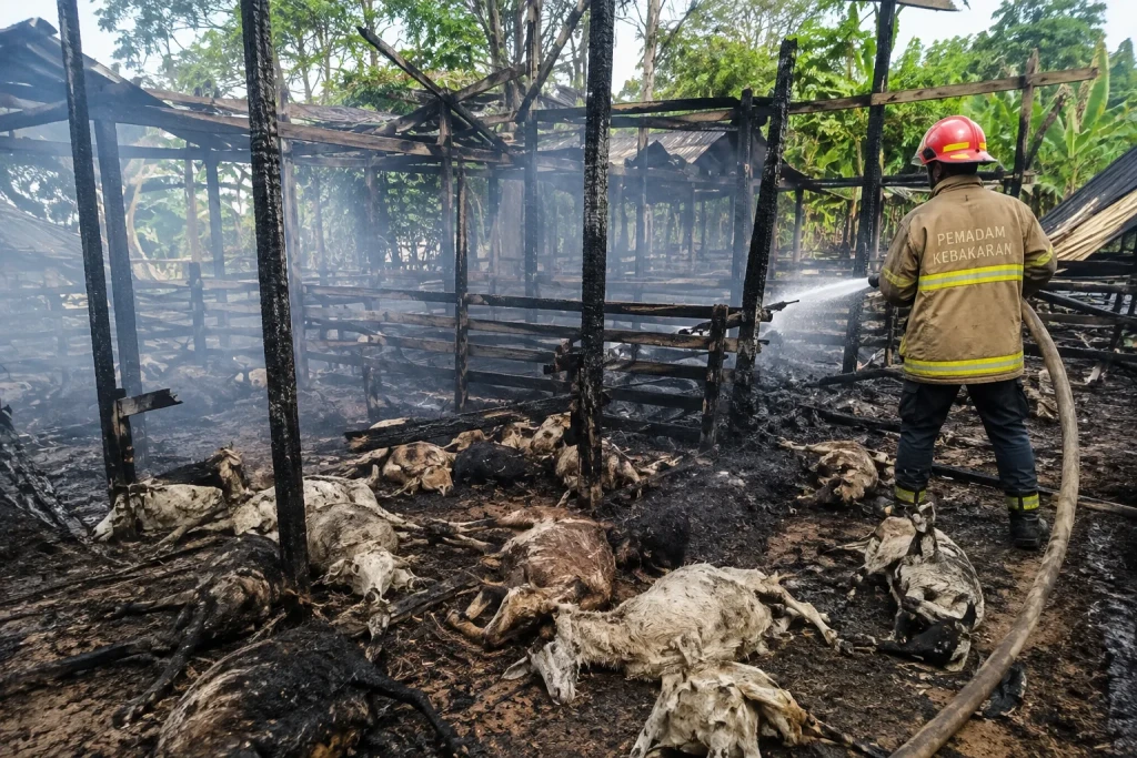 Api Lahap Kandang Kambing di Cadasari, Kerugian Tembus Rp350 Juta