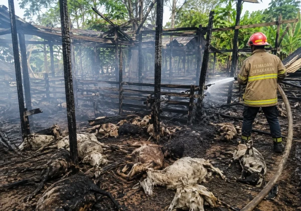 Api Lahap Kandang Kambing di Cadasari, Kerugian Tembus Rp350 Juta