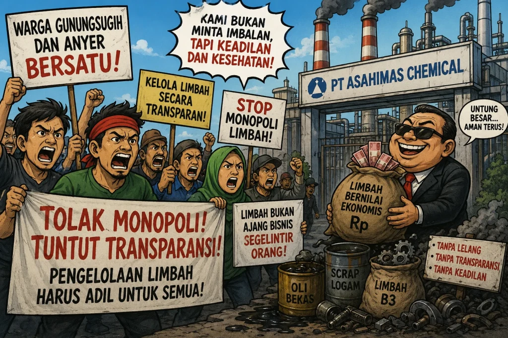 Dugaan Monopoli Pengelolaan Limbah Mencuat, Massa Gunungsugih dan Anyer Bersiap Turun ke Jalan