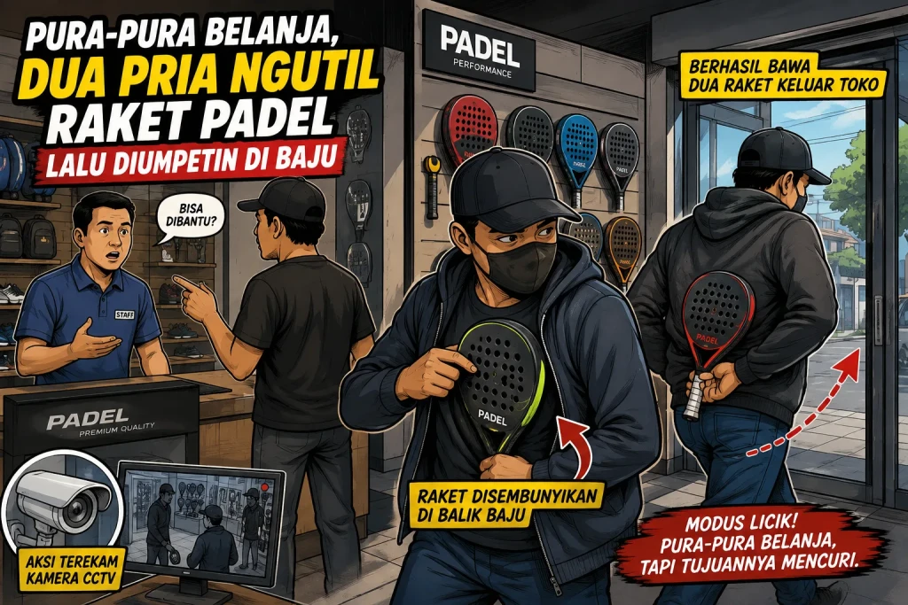 Aksi Curi Raket Padel di Jakbar Terekam CCTV, Modusnya Pura-pura Belanja