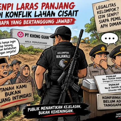 Senpi Laras Panjang Muncul di Konflik Lahan Cisait, Legalitas Kelompok Rajawali Dipertanyakan