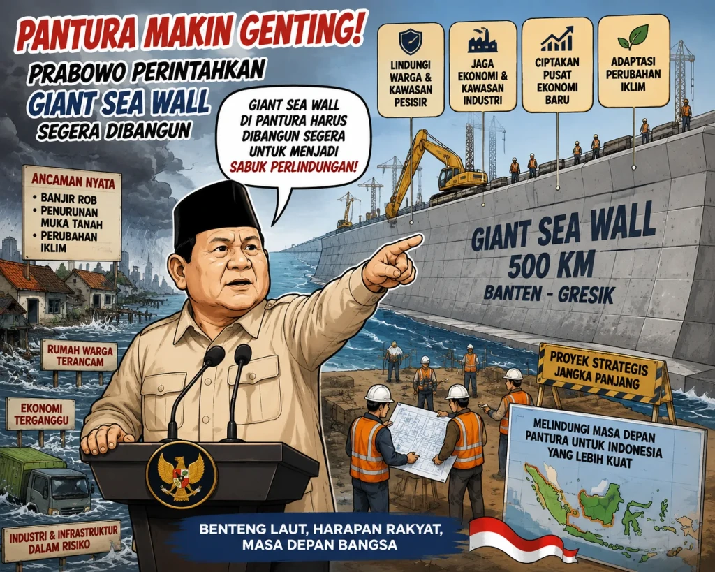 Pantura Makin Genting, Prabowo Perintahkan Giant Sea Wall Segera Dibangun