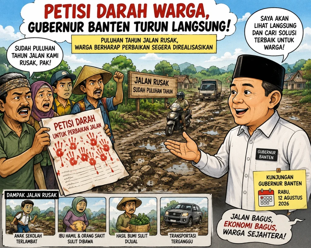 Puluhan Tahun Jalan Rusak, Warga Bikin Petisi Darah hingga Gubernur Banten Turun Tangan
