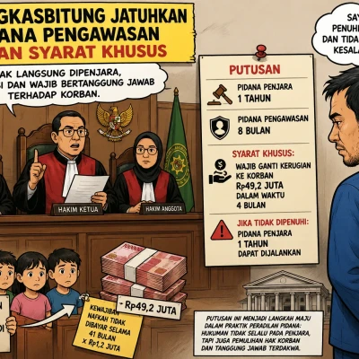 Tinggalkan Istri dan 3 Anak, Pria di Lebak Dijatuhi Pidana Pengawasan dan Ganti Rugi Rp49,2 Juta