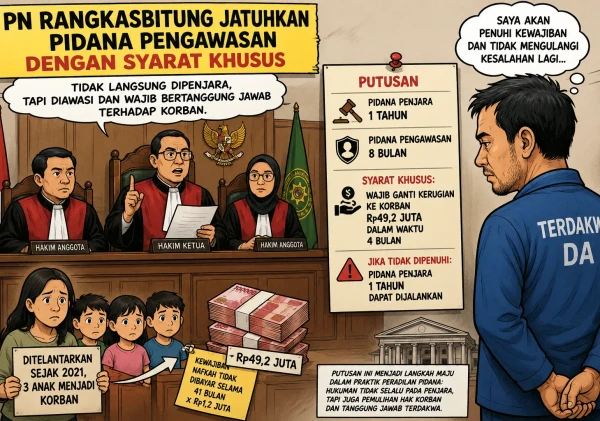 Tinggalkan Istri dan 3 Anak, Pria di Lebak Dijatuhi Pidana Pengawasan dan Ganti Rugi Rp49,2 Juta