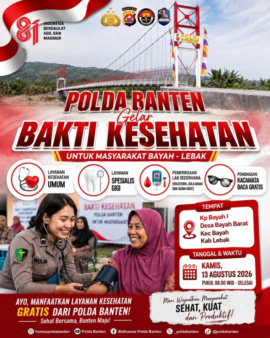 Cek Kesehatan hingga Kacamata Gratis, Polda Banten Hadir Melayani Warga Bayah