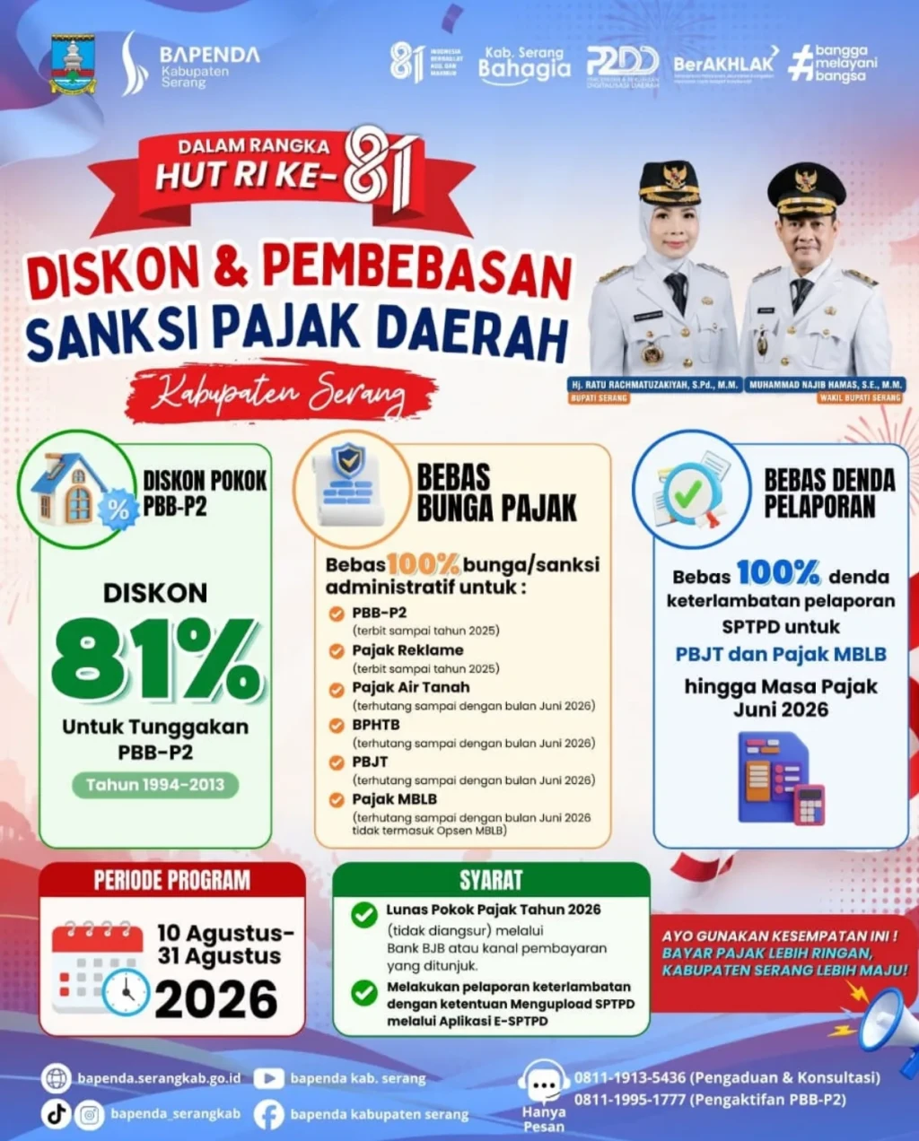 HUT RI ke-81, Pemkab Serang Tebar Keringanan Pajak: PBB-P2 Didiskon hingga 81 Persen!