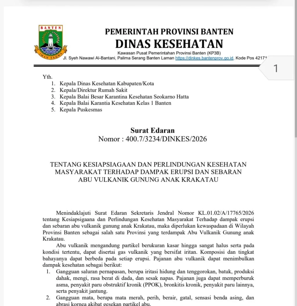 Erupsi Anak Krakatau, Layanan Kesehatan Banten Siaga