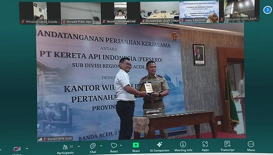 Kanwil BPN Aceh dan PT KAI Teken Kerja Sama Penguatan Aset di Aceh