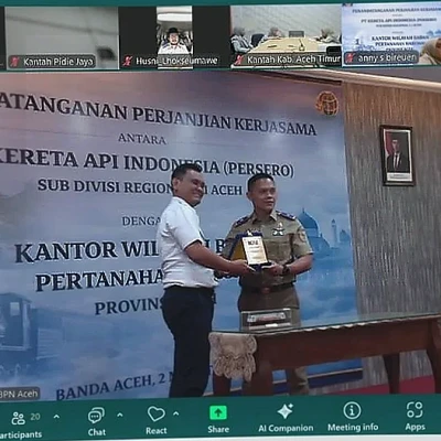 Kanwil BPN Aceh dan PT KAI Teken Kerja Sama Penguatan Aset di Aceh
