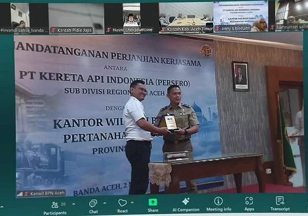 Kanwil BPN Aceh dan PT KAI Teken Kerja Sama Penguatan Aset di Aceh