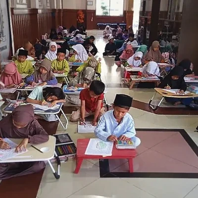 FKPQ dan Porwan Pandeglang Gelar Lomba Mewarnai Kaligrafi, 150 Anak TKA Berpartisipasi