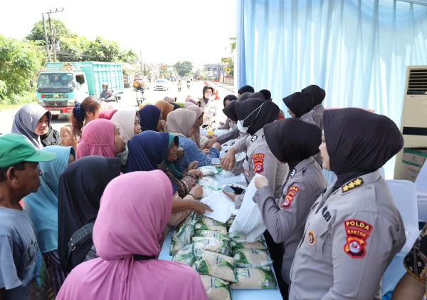 Wakapolda Banten Tinjau Gerakan Pangan Murah, Sediakan 8 Ton Beras dan Sembako Lain