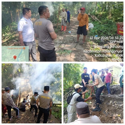 Polres Lebak dan Warga Gotong Royong Siapkan Pembangunan Jembatan Presisi di Desa Sangiang Tanjung