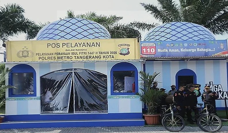 Petugas Gabungan Siagakan Pos Pelayanan Mudik Lebaran 2026 di Rest Area Tangerang