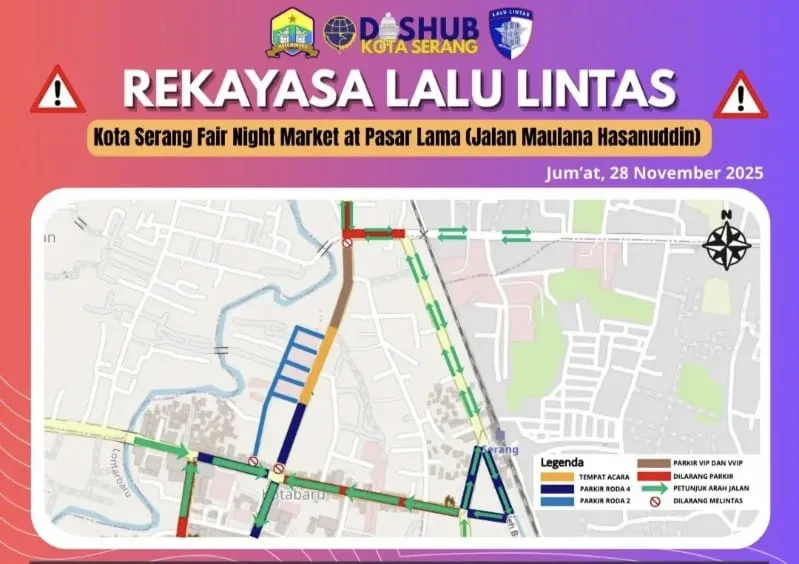 Dishub Kota Serang Terapkan Rekayasa Lalu Lintas untuk Kota Serang Fair Night Market