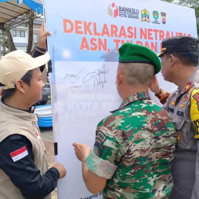 Dandim 0602/Serang Diwakili Pasi Ops Hadiri Deklarasi Netralitas TNI Wilayah Kota Serang