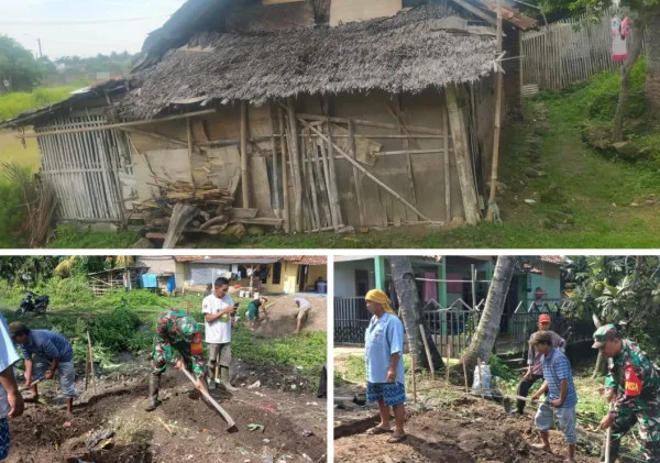 Babinsa Bantu Bangun Rumah Masyarakat Kurang Mampu