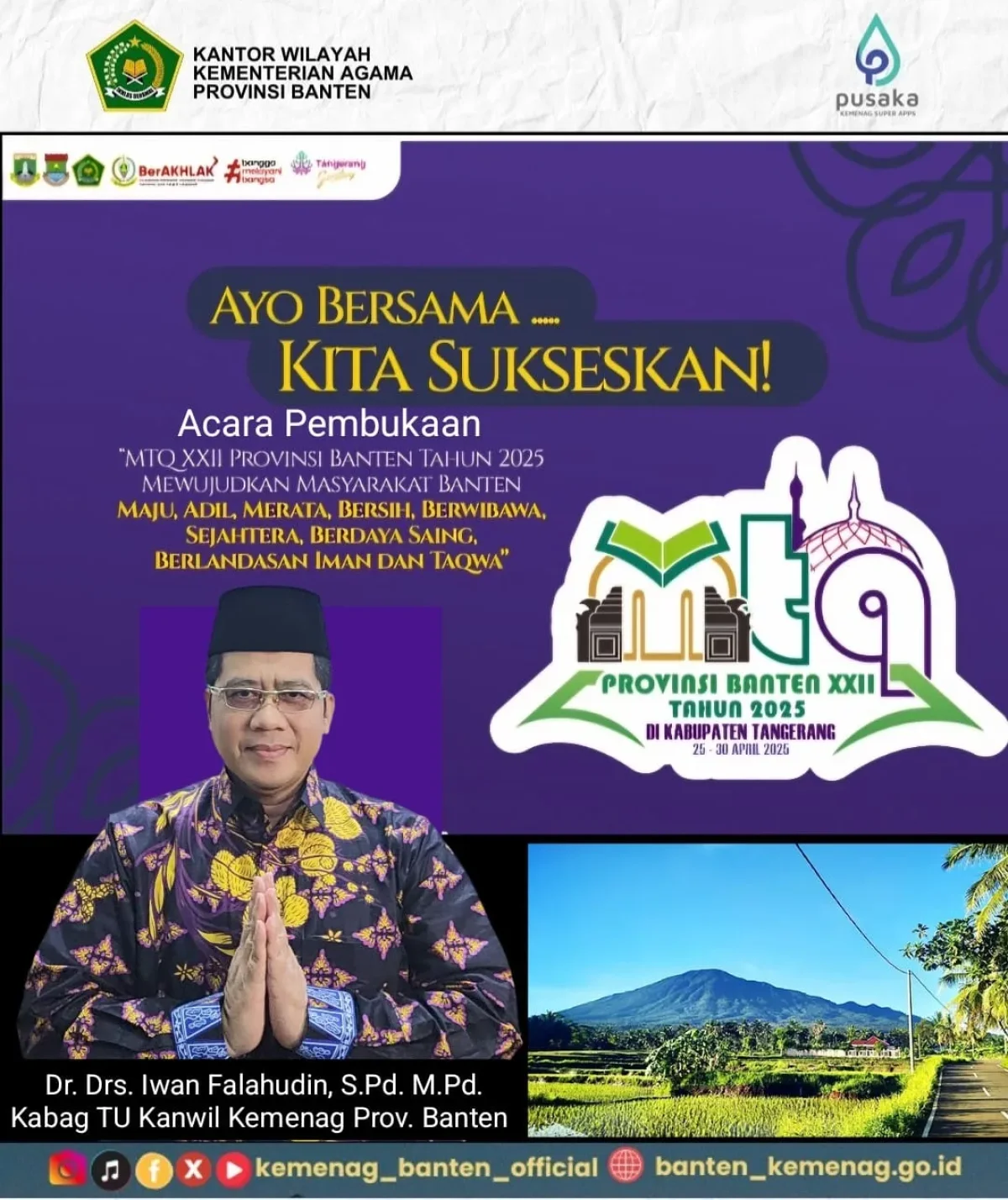 Kabag TU Kanwil Kemenag Prov. Banten Iwan Falahudin Ucapkan Selamat ...
