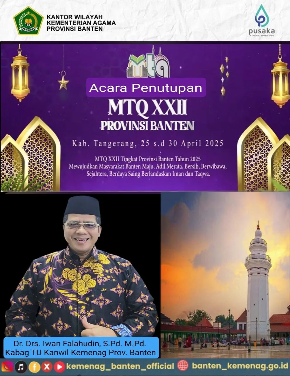 Kabag TU Kanwil Kemenag Provinsi Banten Sambut Gembira Daftar Juara MTQ Banten 2025 ke-22