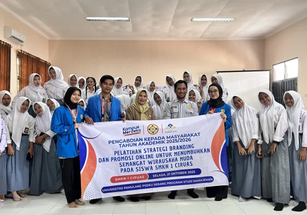 Sosialisasi Manajemen Pemasaran Mahasiswa Universitas Pamulang Serang dalam Pelatihan Strategi Branding dan Promosi Online Untuk Menumbuhkan Semangat Wirausaha Muda Pada Siswa SMKN 1 CI