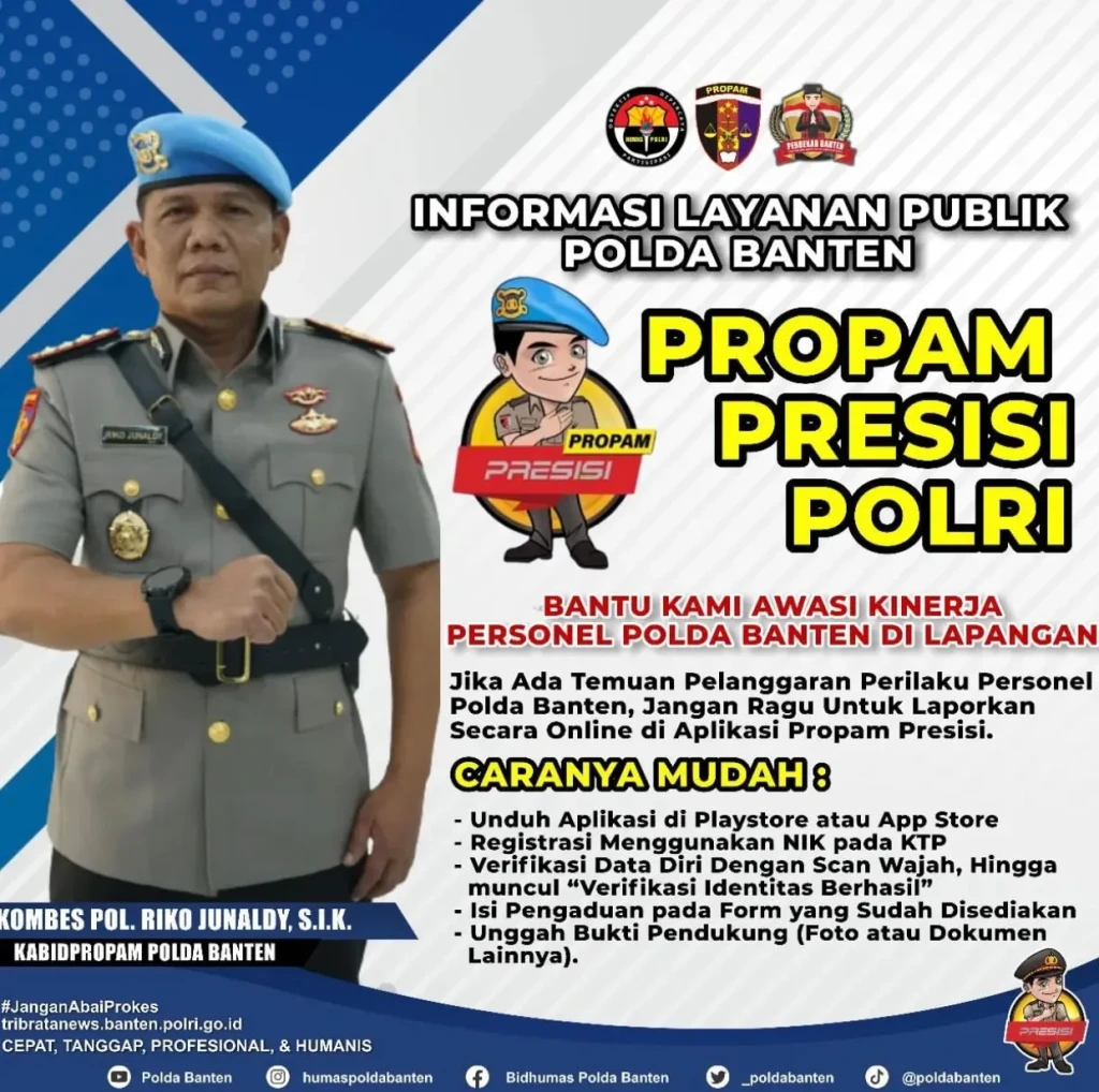 Public Control Personel Polda Banten Melalui Aplikasi Propam Presisi