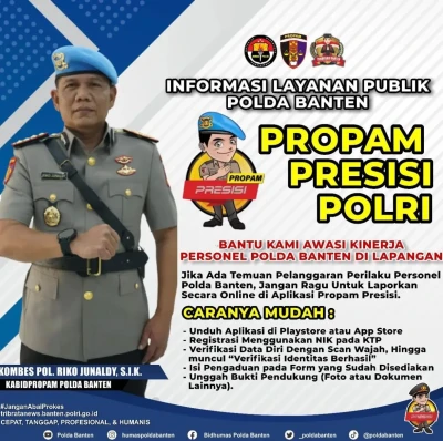 Public Control Personel Polda Banten Melalui Aplikasi Propam Presisi