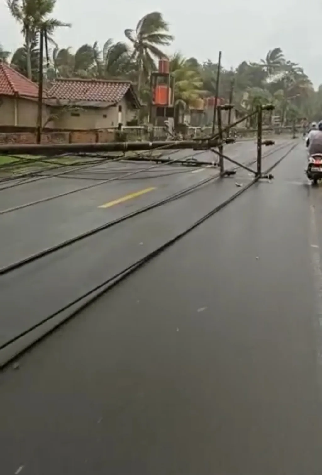 Tiang Listrik Roboh, Arus Jalan Sempat Terhenti.