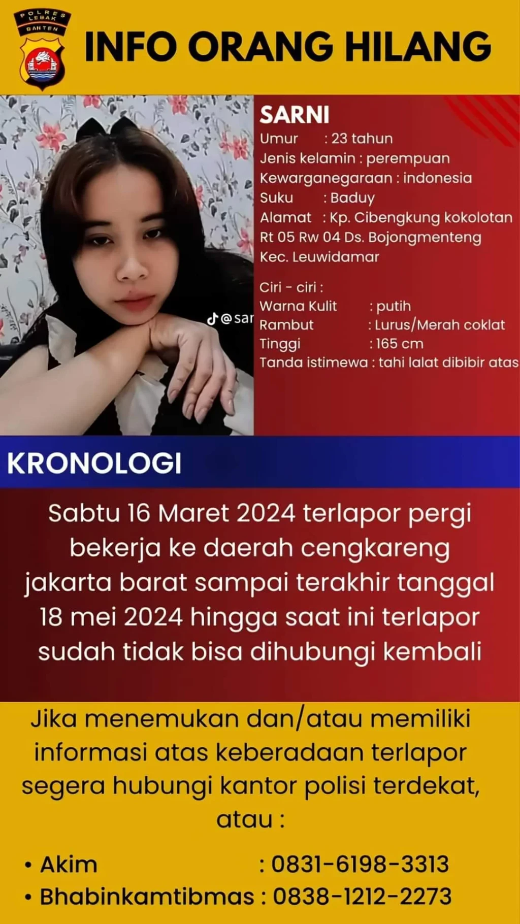 Pencarian Orang Hilang Gadis Suku Baduy