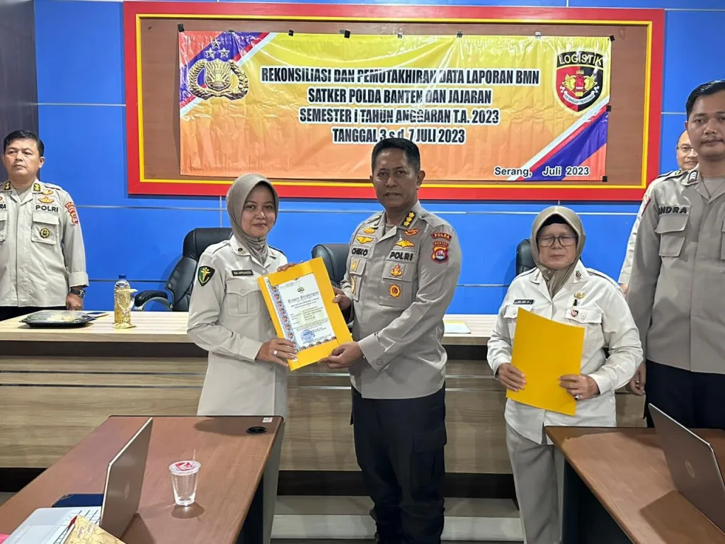 Biro Logistik Polda Banten Laksanakan Rekonsiliasi dan Pemutahiran Data BMN Tahun 2023