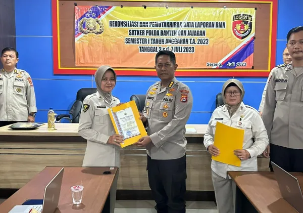 Biro Logistik Polda Banten Laksanakan Rekonsiliasi dan Pemutahiran Data BMN Tahun 2023
