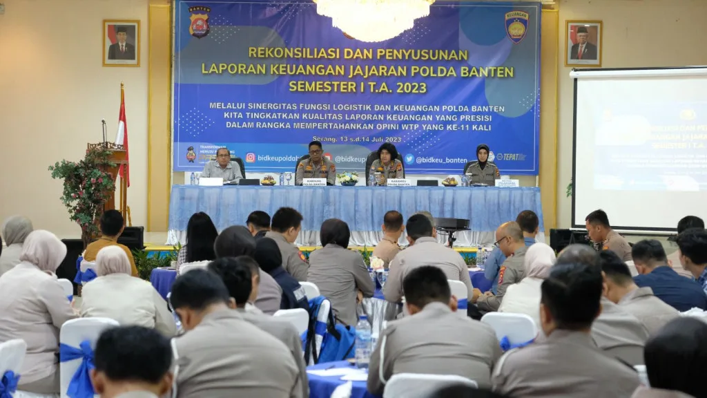 Polda Banten Gelar Rekonsiliasi Penyusunan dan Penyampaian Laporan Keuangan Semester I Tahun 2023