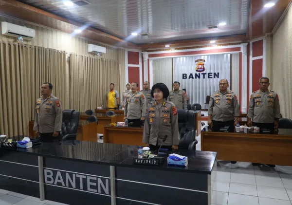 Polda Banten Ikuti Vicon Penyerahan Laporan Keuangan Polri Kepada BPK RI T. A. 2022.