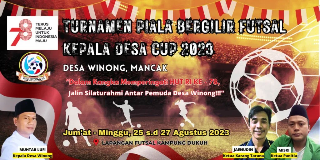 Dalam Rangka Memeriahkan HUT RI yang ke-78, Desa Winong Gelar Piala Bergilir Turnamen Futsal.