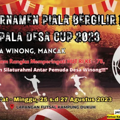 Dalam Rangka Memeriahkan HUT RI yang ke-78, Desa Winong Gelar Piala Bergilir Turnamen Futsal.
