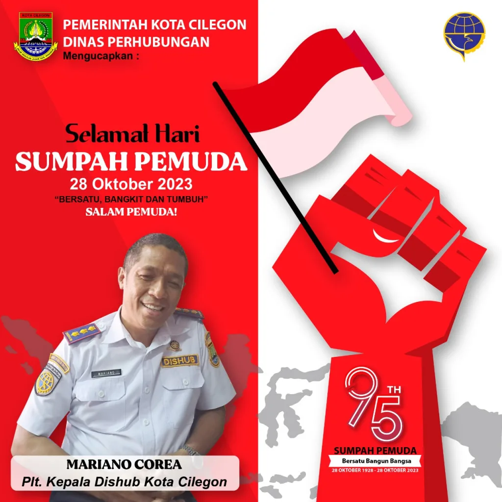 Dinas Perhubungan Kota Cilegon Mengucapkan : Selamat Hari Sumpah Pemuda 28 Oktober 2023