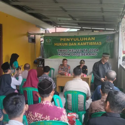Satgas TNI Manunggal Membangun Desa (TMMD) Ke 119 Kodim 0602/Serang Mengadakan Penyuluhan Hukum dan Kamtibmas