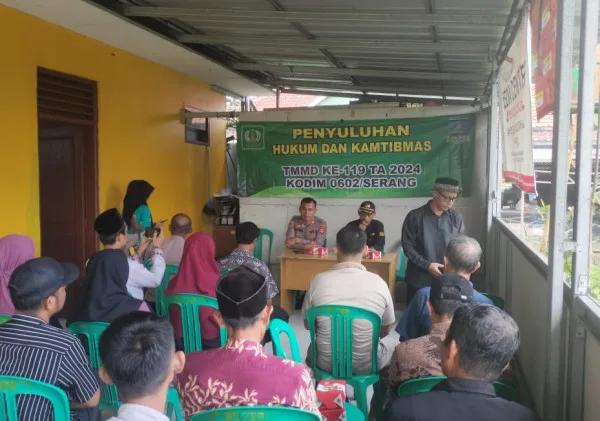 Satgas TNI Manunggal Membangun Desa (TMMD) Ke 119 Kodim 0602/Serang Mengadakan Penyuluhan Hukum dan Kamtibmas