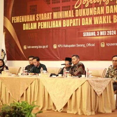 KPU Kabupaten Serang Mengadakan Sosialisasi Tata Cara Pemenuhan Dukungan dan Sebaran Syarat Calon Perseorangan Pemilihan Bupati dan Wakil Bupati Serang Tahun 2024