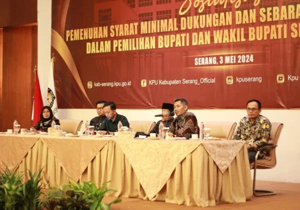 KPU Kabupaten Serang Mengadakan Sosialisasi Tata Cara Pemenuhan Dukungan dan Sebaran Syarat Calon Perseorangan Pemilihan Bupati dan Wakil Bupati Serang Tahun 2024