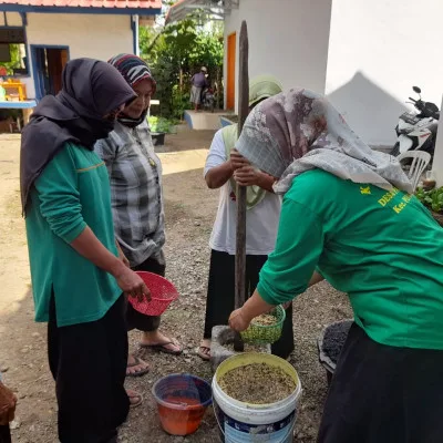 Anggota KSM Mekar Harum Berdikari Produksi Pupuk Organik Baru: Nano Silika dan Asam Amino untuk Musim Tanam Kedua