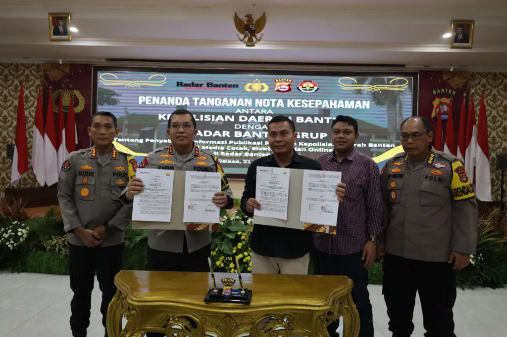 Polda Banten dan Radar Banten Grup Tandatangani MoU untuk Penguatan Manajemen Media dan Penyebaran Informasi