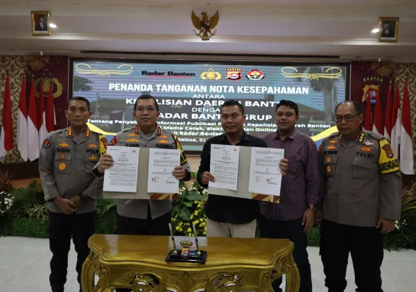 Polda Banten dan Radar Banten Grup Tandatangani MoU untuk Penguatan Manajemen Media dan Penyebaran Informasi