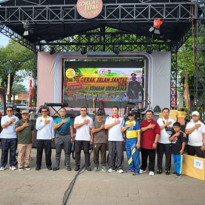 Partisipasi Positif Lapas Serang dalam Jalan Sehat dan Senam Bersama Memperingati HUT Bhayangkara ke-78