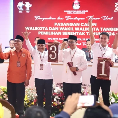 Pengundian Nomor Urut Calon Wali Kota dan Wakil Wali Kota Tangerang Pilkada 2024 Berlangsung Meriah