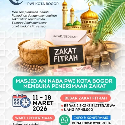 Masjid An Naba PWI Kota Bogor Buka Penerimaan Zakat Fitrah hingga 18 Maret 2026